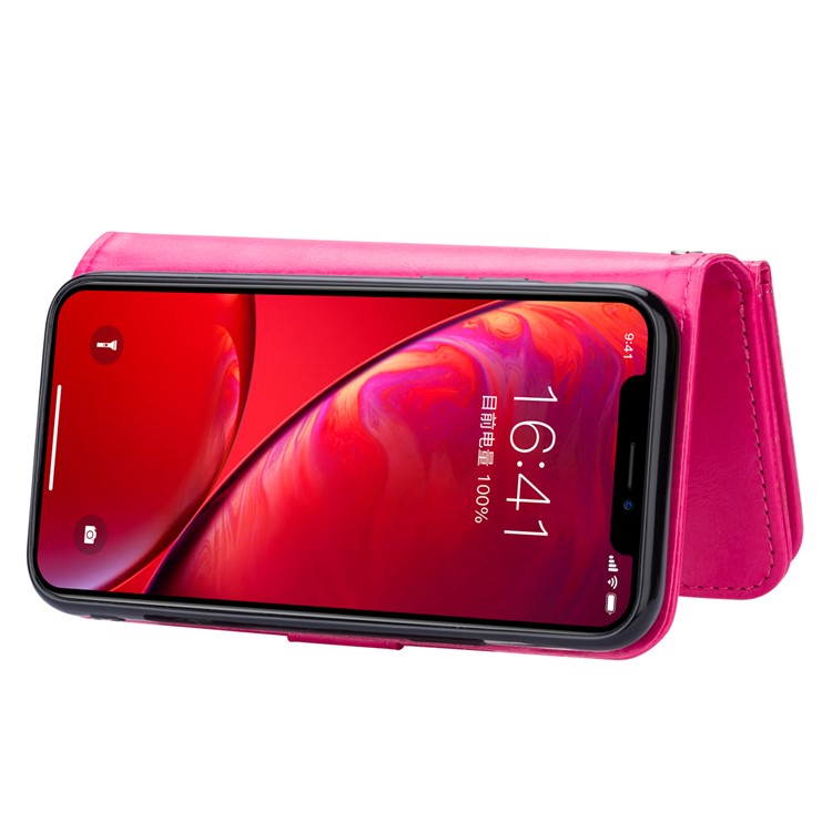 Detachable 9 Card Slots Leather Wallet Case for iPhone 11 Pro Max 6.5 inch (2019) - Rose-2