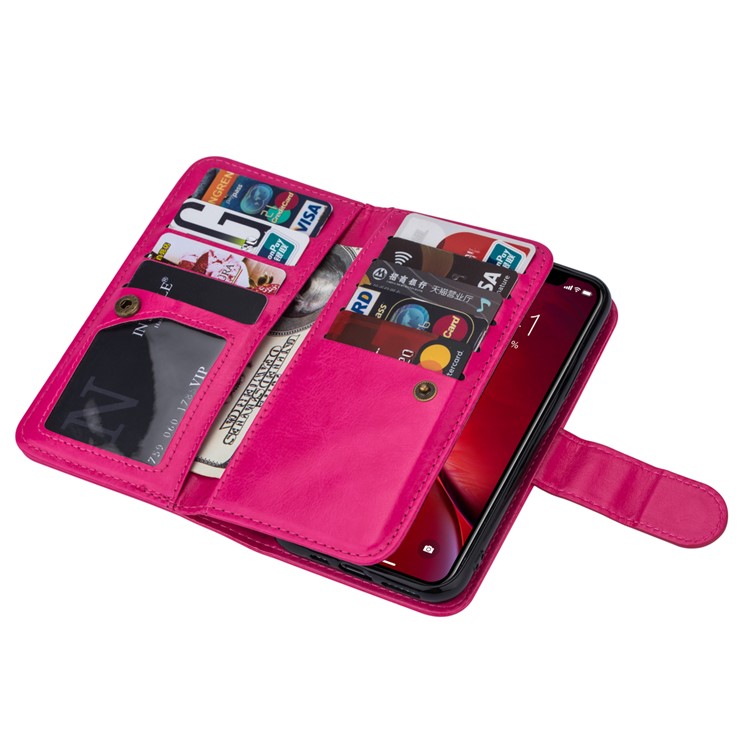 Detachable 9 Card Slots Leather Wallet Case for iPhone 11 Pro Max 6.5 inch (2019) - Rose-3