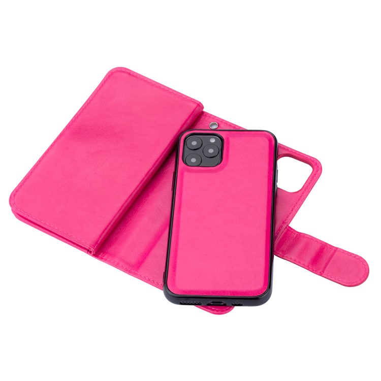 Detachable 9 Card Slots Leather Wallet Case for iPhone 11 Pro Max 6.5 inch (2019) - Rose-4
