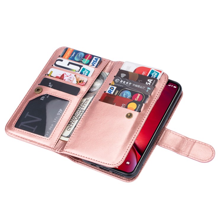 Detachable 9 Card Slots Leather Wallet Case for iPhone 11 Pro Max 6.5 inch (2019) - Rose Gold-2