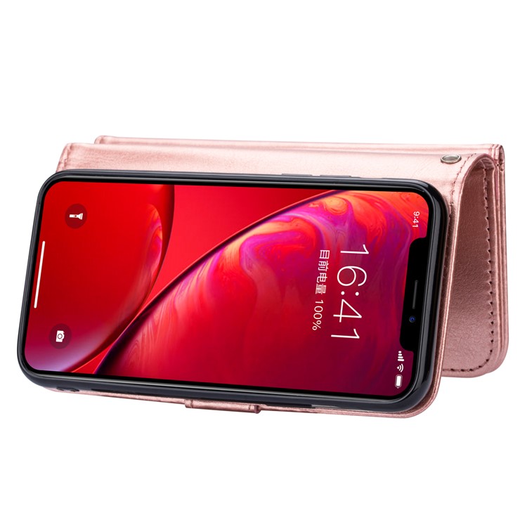 Detachable 9 Card Slots Leather Wallet Case for iPhone 11 Pro Max 6.5 inch (2019) - Rose Gold-3