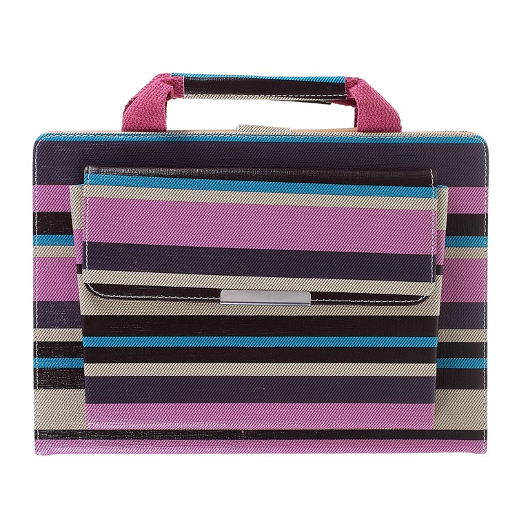 Stripe Pattern Handbag Leather Tablet Cover Wallet Case for Apple iPad 10.2 (2019) - Purple-1