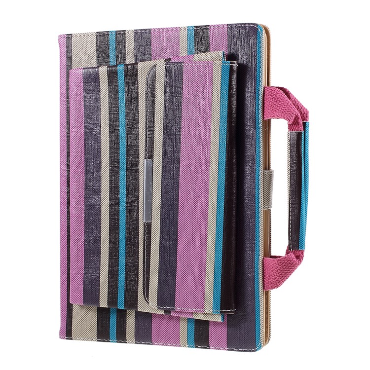 Stripe Pattern Handbag Leather Tablet Cover Wallet Case for Apple iPad 10.2 (2019) - Purple-2