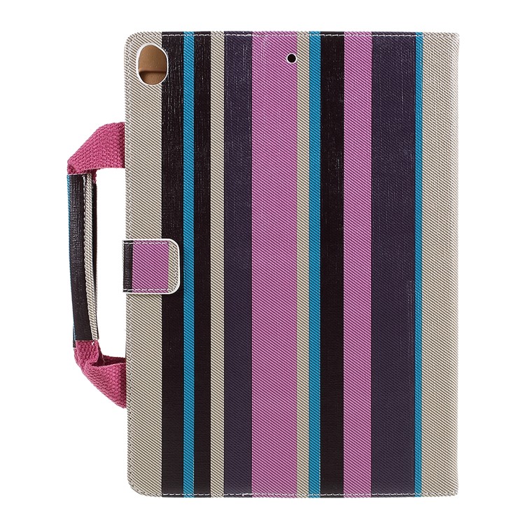 Stripe Pattern Handbag Leather Tablet Cover Wallet Case for Apple iPad 10.2 (2019) - Purple-3