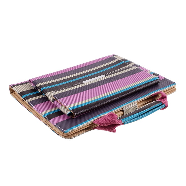 Stripe Pattern Handbag Leather Tablet Cover Wallet Case for Apple iPad 10.2 (2019) - Purple-5