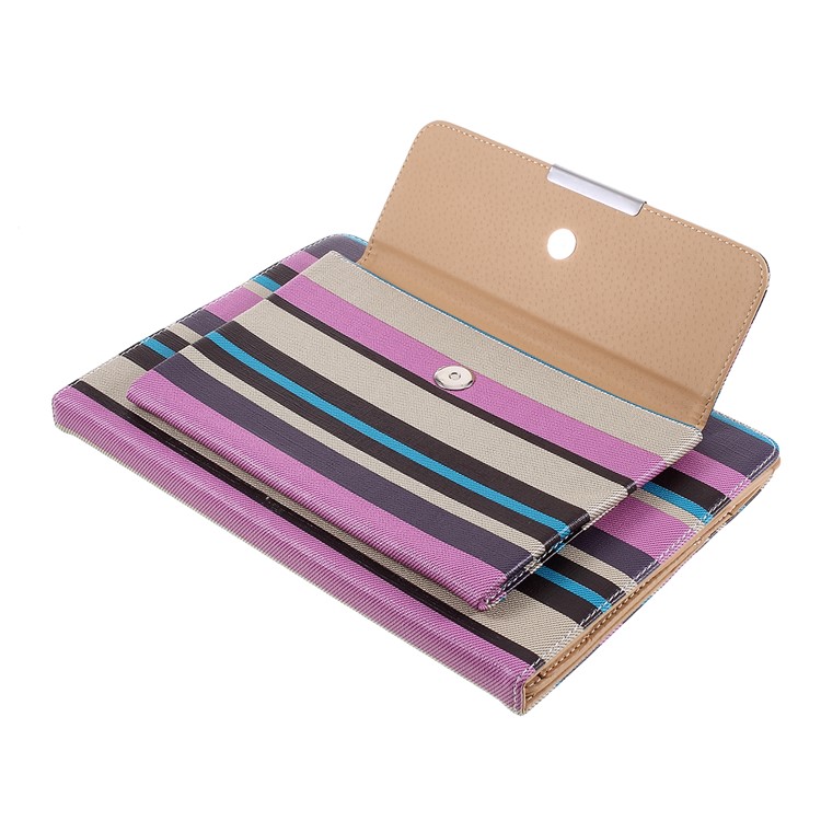 Stripe Pattern Handbag Leather Tablet Cover Wallet Case for Apple iPad 10.2 (2019) - Purple-6