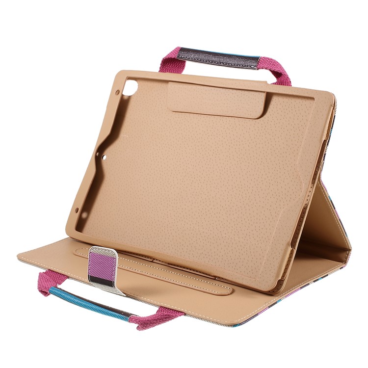 Stripe Pattern Handbag Leather Tablet Cover Wallet Case for Apple iPad 10.2 (2019) - Purple-7