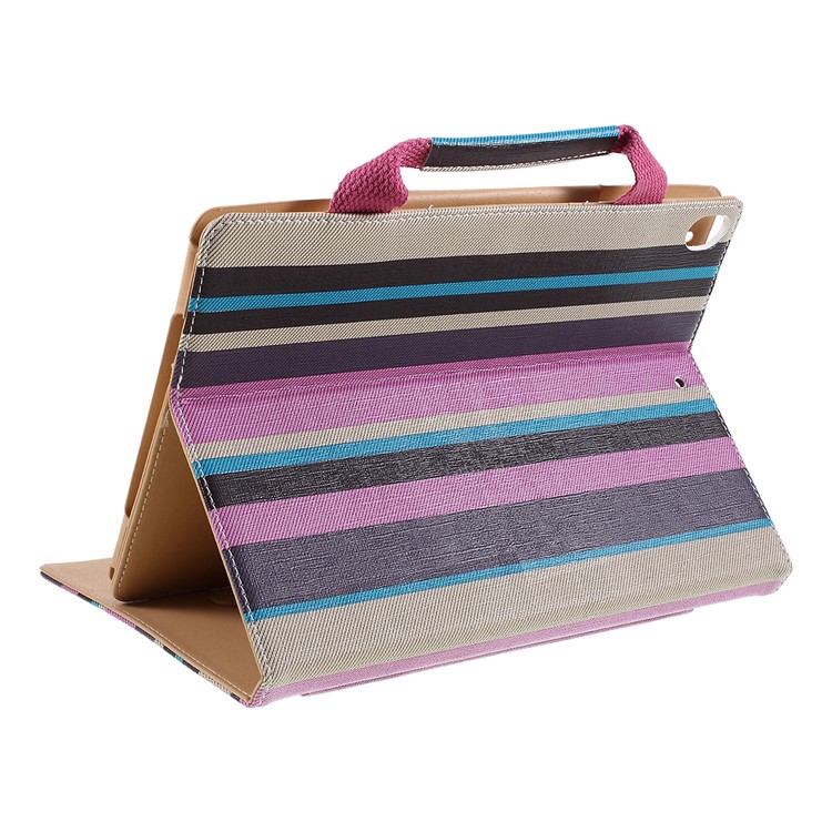 Stripe Pattern Handbag Leather Tablet Cover Wallet Case for Apple iPad 10.2 (2019) - Purple-8