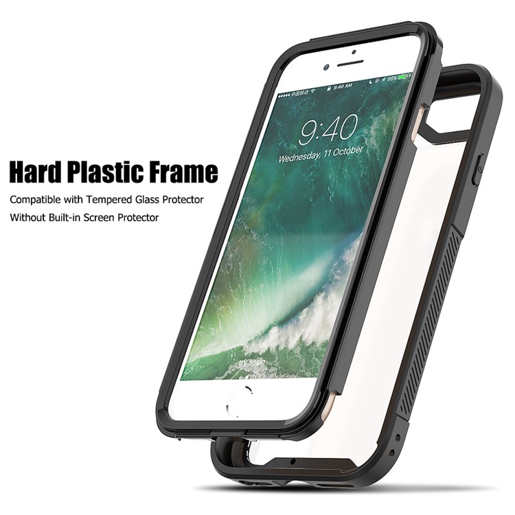 Vivid Color TPU Bumper + PC + Clear Acrylic Back Phone Case for iPhone 8/7/iPhone SE 2 (2020) - Black-3