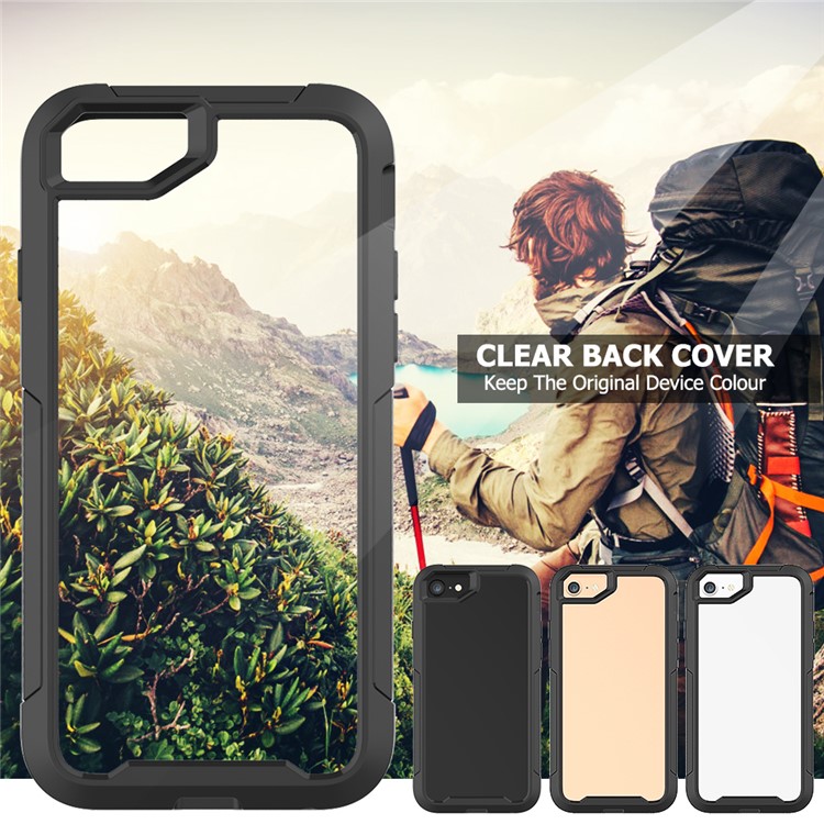 Vivid Color TPU Bumper + PC + Clear Acrylic Back Phone Case for iPhone 8/7/iPhone SE 2 (2020) - Black-4