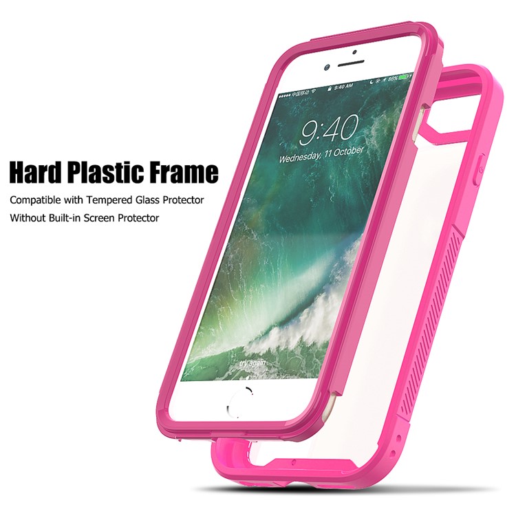 Vivid Color TPU Bumper + PC + Clear Acrylic Back Phone Case for iPhone 8/7/iPhone SE 2 (2020) - Rose-3