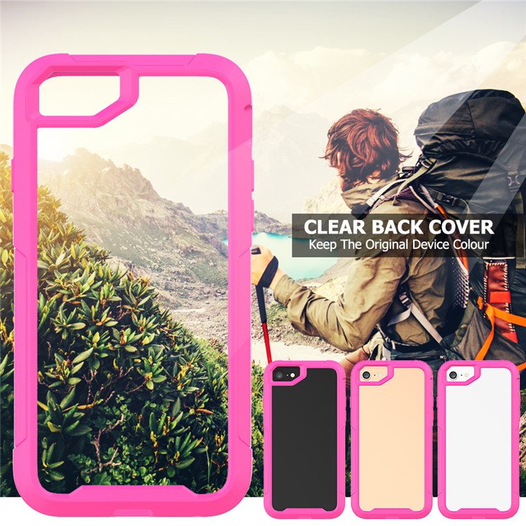 Vivid Color TPU Bumper + PC + Clear Acrylic Back Phone Case for iPhone 8/7/iPhone SE 2 (2020) - Rose-4
