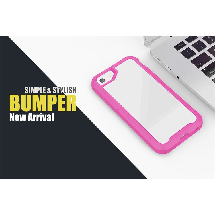 Vivid Color TPU Bumper + PC + Clear Acrylic Back Phone Case for iPhone 8/7/iPhone SE 2 (2020) - Rose-6