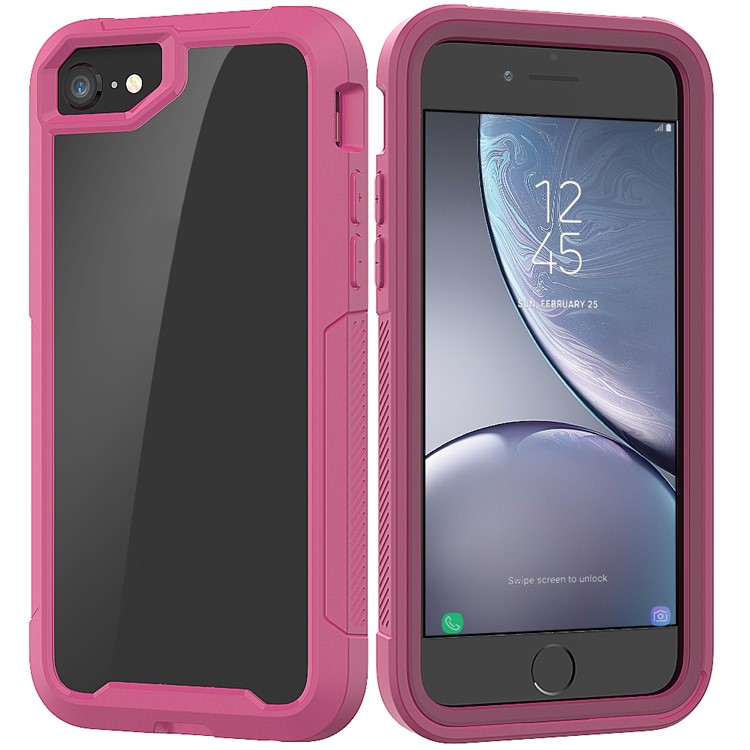Vivid Color TPU Bumper + PC + Clear Acrylic Back Phone Case for iPhone 8/7/iPhone SE 2 (2020) - Purple-1