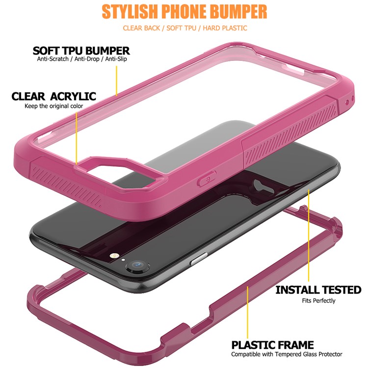Vivid Color TPU Bumper + PC + Clear Acrylic Back Phone Case for iPhone 8/7/iPhone SE 2 (2020) - Purple-2