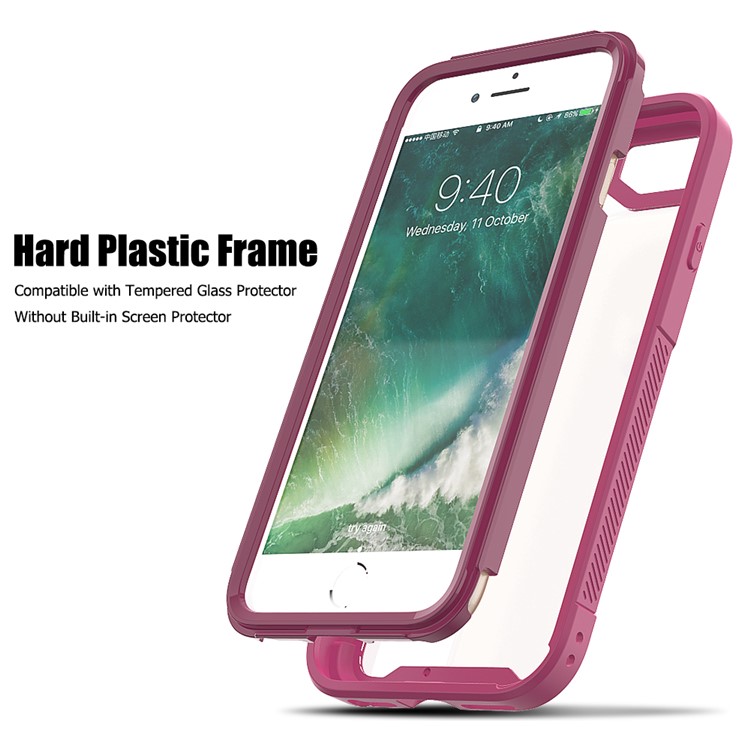 Vivid Color TPU Bumper + PC + Clear Acrylic Back Phone Case for iPhone 8/7/iPhone SE 2 (2020) - Purple-3