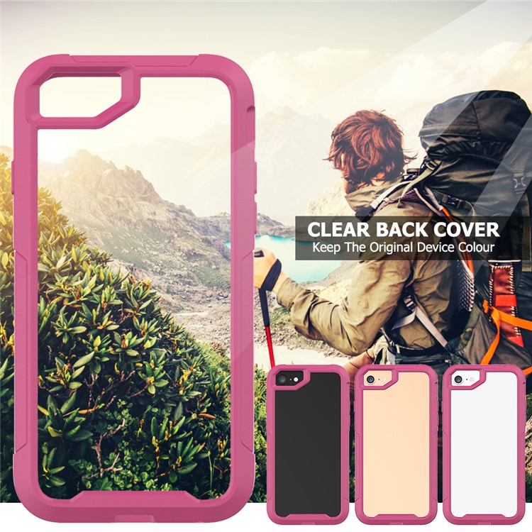 Vivid Color TPU Bumper + PC + Clear Acrylic Back Phone Case for iPhone 8/7/iPhone SE 2 (2020) - Purple-4