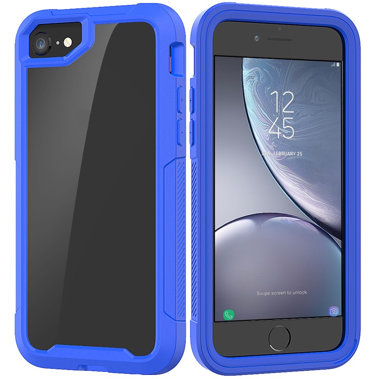 Vivid Color TPU Bumper + PC + Clear Acrylic Back Phone Case for iPhone 8/7/iPhone SE 2 (2020) - Dark Blue-1