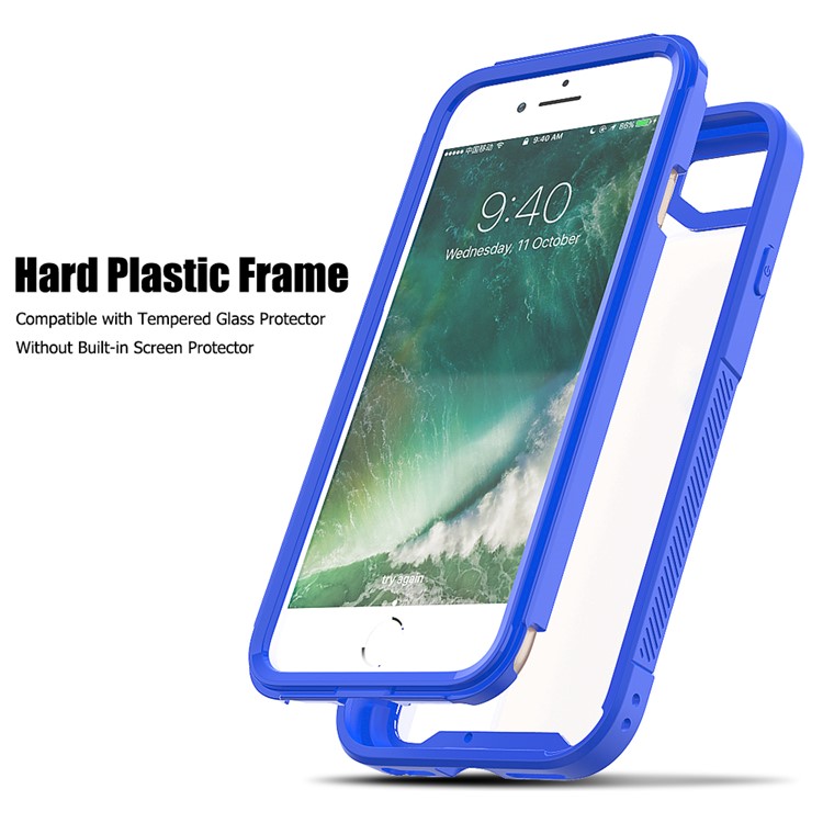 Vivid Color TPU Bumper + PC + Clear Acrylic Back Phone Case for iPhone 8/7/iPhone SE 2 (2020) - Dark Blue-3