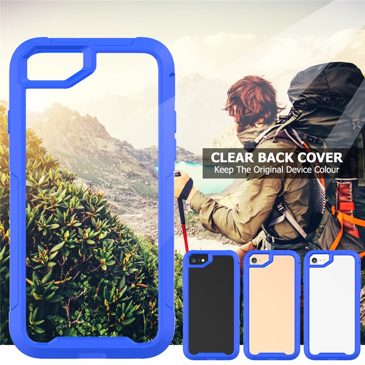 Vivid Color TPU Bumper + PC + Clear Acrylic Back Phone Case for iPhone 8/7/iPhone SE 2 (2020) - Dark Blue-4