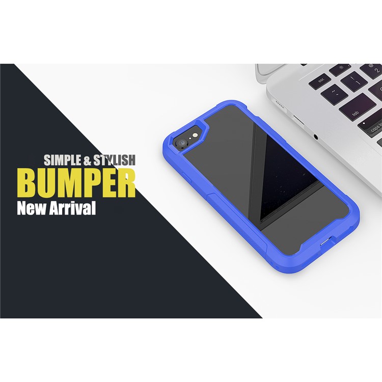 Vivid Color TPU Bumper + PC + Clear Acrylic Back Phone Case for iPhone 8/7/iPhone SE 2 (2020) - Dark Blue-6