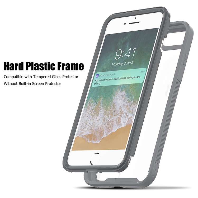Vivid Color TPU Bumper + PC + Clear Acrylic Back Phone Case Cover for iPhone 7 Plus/8 Plus 5.5 inch - Grey-3