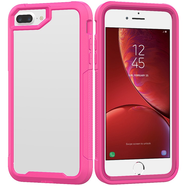 Vivid Color TPU Bumper + PC + Clear Acrylic Back Phone Case Cover for iPhone 7 Plus/8 Plus 5.5 inch - Rose-1