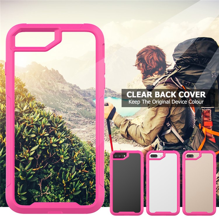 Vivid Color TPU Bumper + PC + Clear Acrylic Back Phone Case Cover for iPhone 7 Plus/8 Plus 5.5 inch - Rose-4