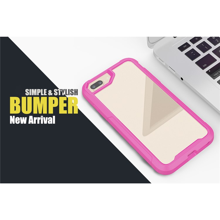 Vivid Color TPU Bumper + PC + Clear Acrylic Back Phone Case Cover for iPhone 7 Plus/8 Plus 5.5 inch - Rose-6