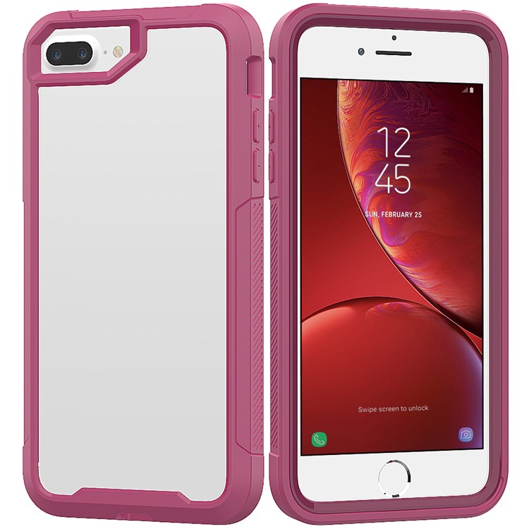 Vivid Color TPU Bumper + PC + Clear Acrylic Back Phone Case Cover for iPhone 7 Plus/8 Plus 5.5 inch - Purple-1
