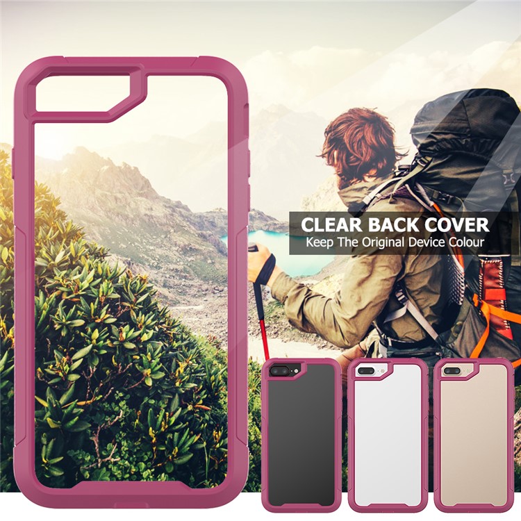 Vivid Color TPU Bumper + PC + Clear Acrylic Back Phone Case Cover for iPhone 7 Plus/8 Plus 5.5 inch - Purple-4