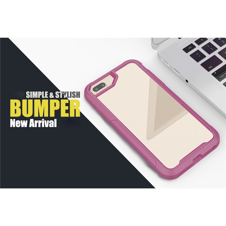 Vivid Color TPU Bumper + PC + Clear Acrylic Back Phone Case Cover for iPhone 7 Plus/8 Plus 5.5 inch - Purple-6