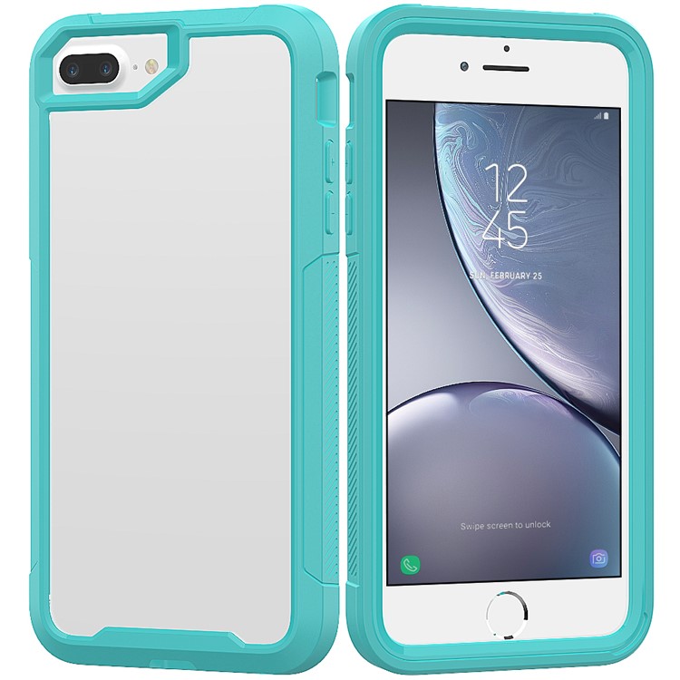 Vivid Color TPU Bumper + PC + Clear Acrylic Back Phone Case Cover for iPhone 7 Plus/8 Plus 5.5 inch - Baby Blue-1