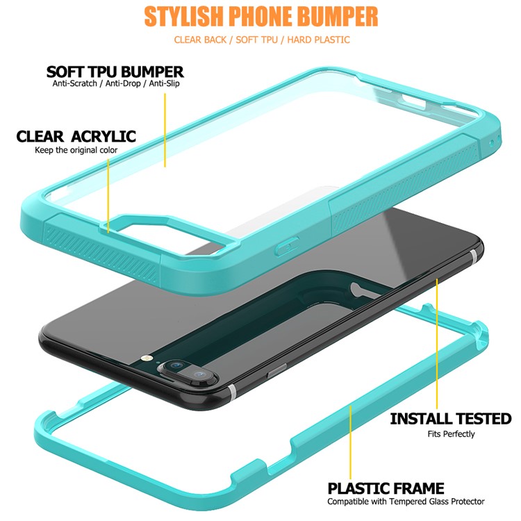 Vivid Color TPU Bumper + PC + Clear Acrylic Back Phone Case Cover for iPhone 7 Plus/8 Plus 5.5 inch - Baby Blue-2