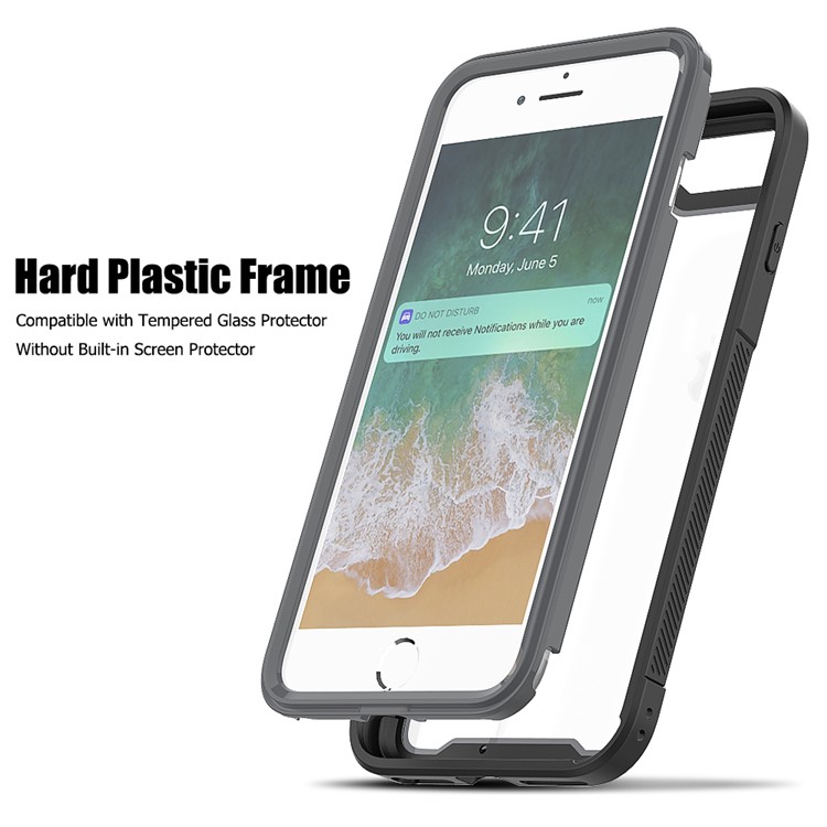 Non-slip TPU Bumper + PC + Acrylic Clear Back Hybrid Case for iPhone 7 Plus/8 Plus 5.5 inch - Grey-3