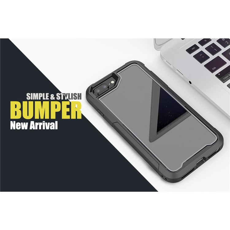 Non-slip TPU Bumper + PC + Acrylic Clear Back Hybrid Case for iPhone 7 Plus/8 Plus 5.5 inch - Grey-6