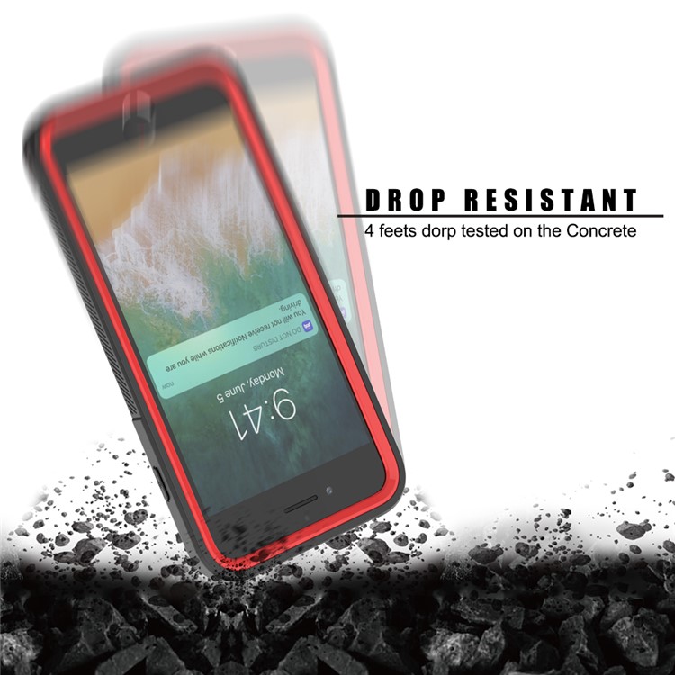 Non-slip TPU Bumper + PC + Acrylic Clear Back Hybrid Case for iPhone 7 Plus/8 Plus 5.5 inch - Red-5