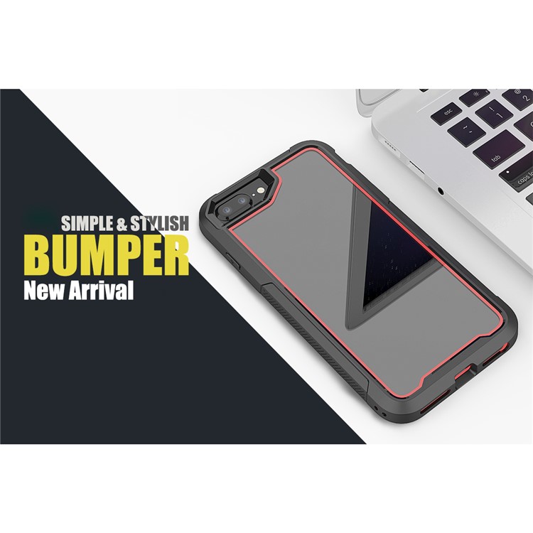 Non-slip TPU Bumper + PC + Acrylic Clear Back Hybrid Case for iPhone 7 Plus/8 Plus 5.5 inch - Red-6