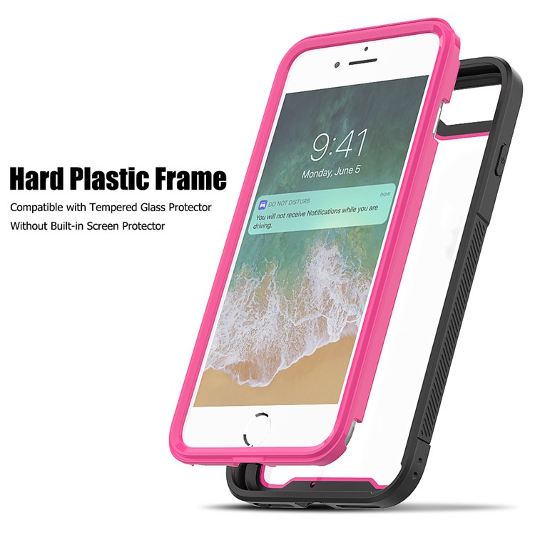 Non-slip TPU Bumper + PC + Acrylic Clear Back Hybrid Case for iPhone 7 Plus/8 Plus 5.5 inch - Rose-3