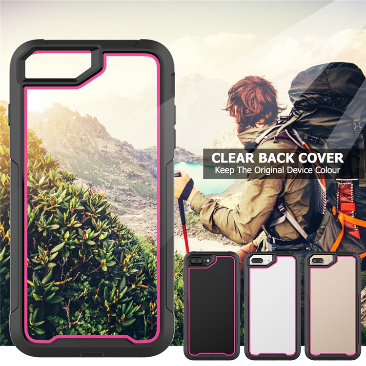 Non-slip TPU Bumper + PC + Acrylic Clear Back Hybrid Case for iPhone 7 Plus/8 Plus 5.5 inch - Rose-4