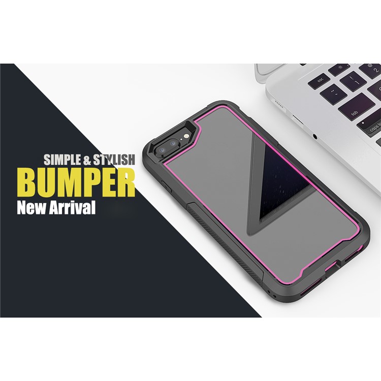 Non-slip TPU Bumper + PC + Acrylic Clear Back Hybrid Case for iPhone 7 Plus/8 Plus 5.5 inch - Rose-6