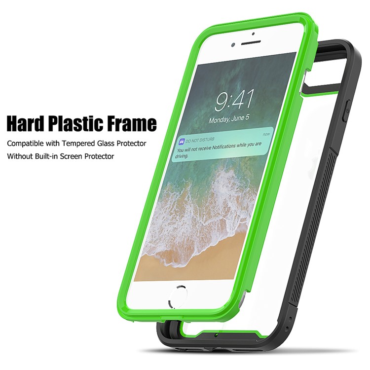 Non-slip TPU Bumper + PC + Acrylic Clear Back Hybrid Case for iPhone 7 Plus/8 Plus 5.5 inch - Light Green-3