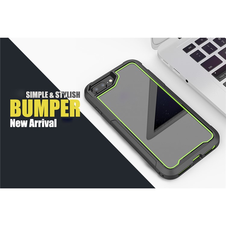 Non-slip TPU Bumper + PC + Acrylic Clear Back Hybrid Case for iPhone 7 Plus/8 Plus 5.5 inch - Light Green-6