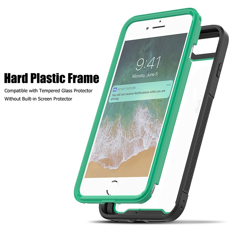 Non-slip TPU Bumper + PC + Acrylic Clear Back Hybrid Case for iPhone 7 Plus/8 Plus 5.5 inch - Dark Green-3