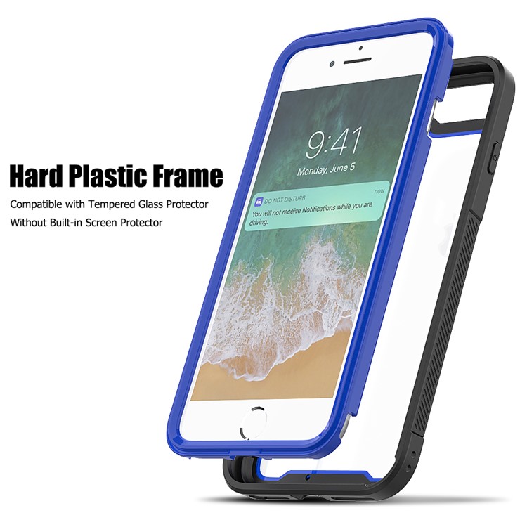 Non-slip TPU Bumper + PC + Acrylic Clear Back Hybrid Case for iPhone 7 Plus/8 Plus 5.5 inch - Blue-3