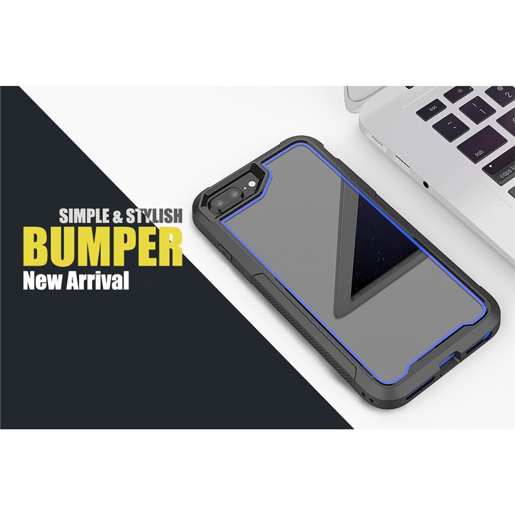 Non-slip TPU Bumper + PC + Acrylic Clear Back Hybrid Case for iPhone 7 Plus/8 Plus 5.5 inch - Blue-6