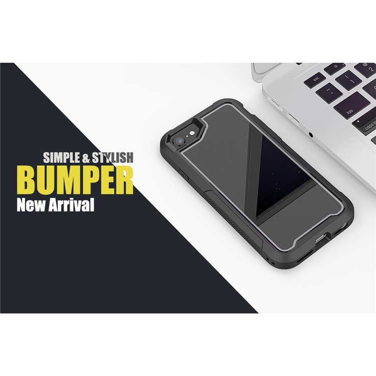 Non-slip TPU Bumper + PC + Acrylic Back Hybrid Case for iPhone 8/7/iPhone SE 2 (2020) - Grey-6