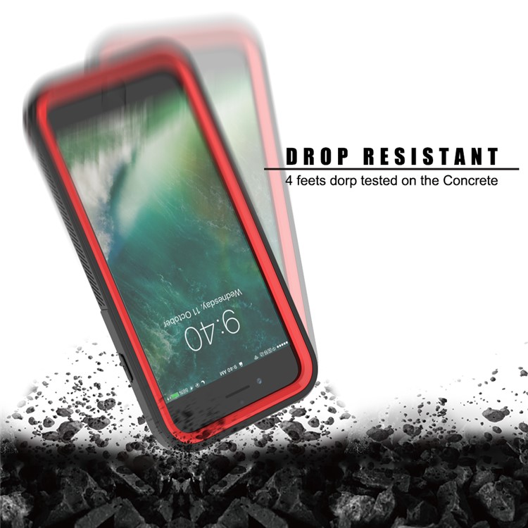 Non-slip TPU Bumper + PC + Acrylic Back Hybrid Case for iPhone 8/7/iPhone SE 2 (2020) - Red-5