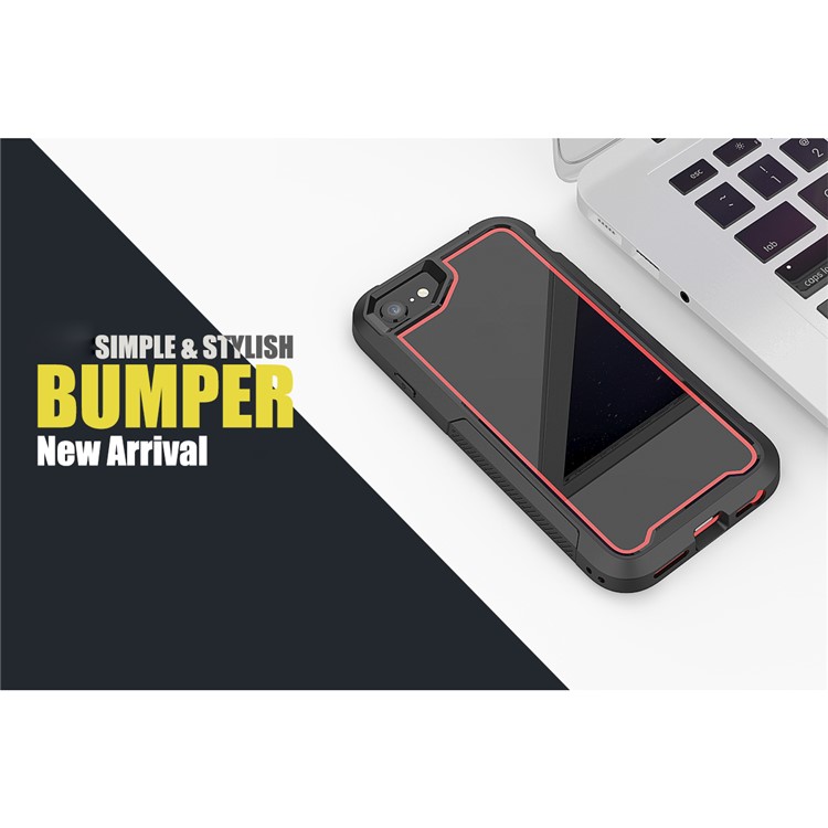 Non-slip TPU Bumper + PC + Acrylic Back Hybrid Case for iPhone 8/7/iPhone SE 2 (2020) - Red-6