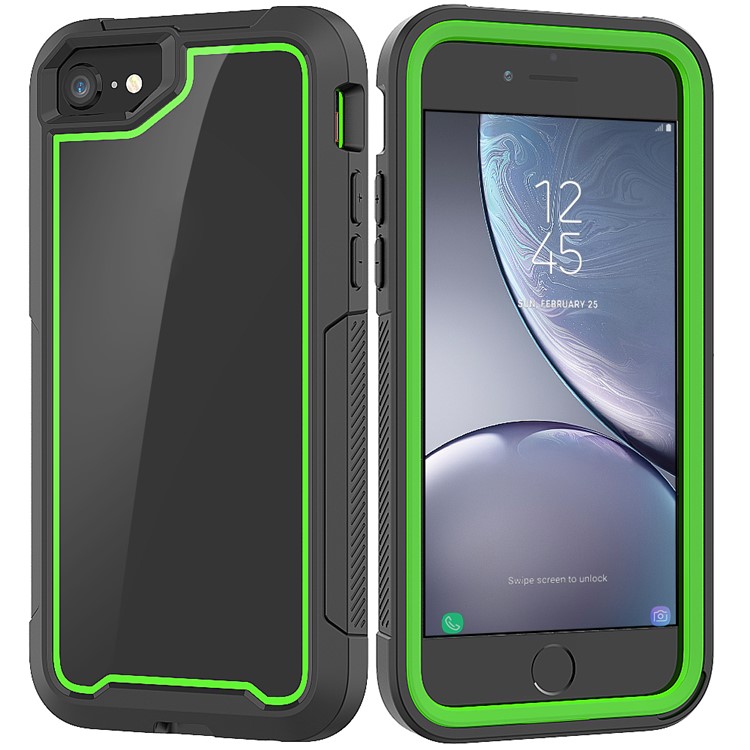 Non-slip TPU Bumper + PC + Acrylic Back Hybrid Case for iPhone 8/7/iPhone SE 2 (2020) - Green-1